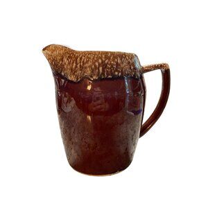 Vintage Kathy Kale USA Brown Drip Glaze Ceramic Pitcher Jug 7in Tall